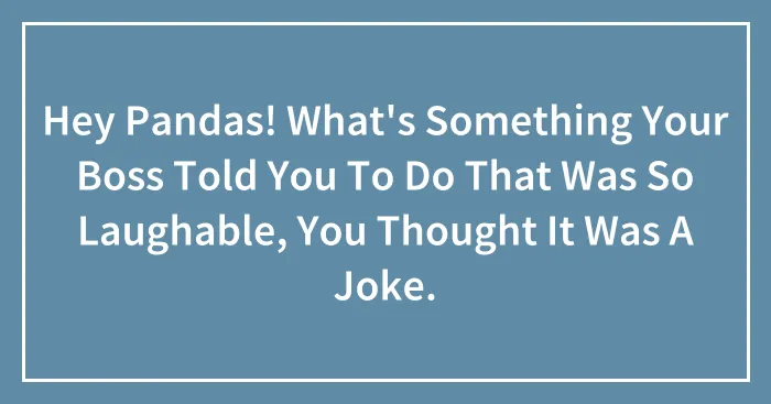 Hey Pandas! What's Something Your Boss Told You To Do That Was So Laughable, You Thought It Was A Joke.