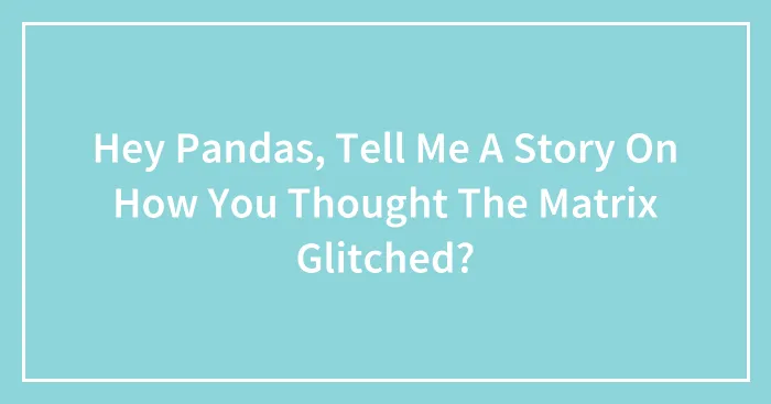 Hey Pandas, Tell Me A Story On How You Thought The Matrix Glitched?