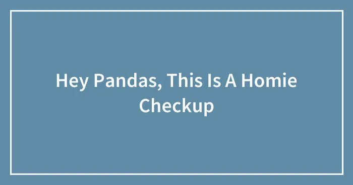 Hey Pandas, This Is A Homie Checkup (Closed)
