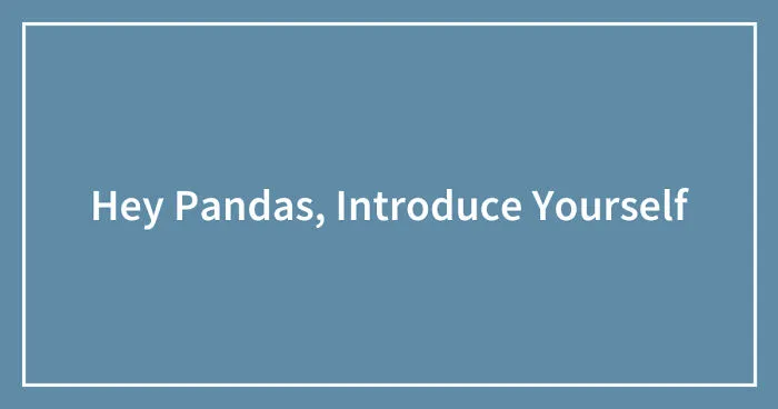 Hey Pandas, Introduce Yourself (Closed)