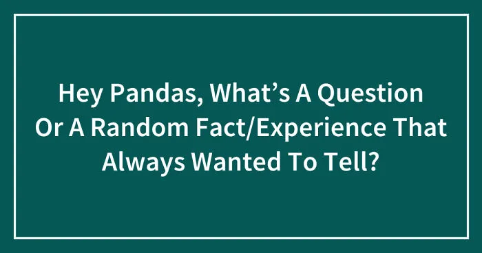 Hey Pandas, What’s A Question Or A Random Fact/Experience That Always Wanted To Tell? (Closed)