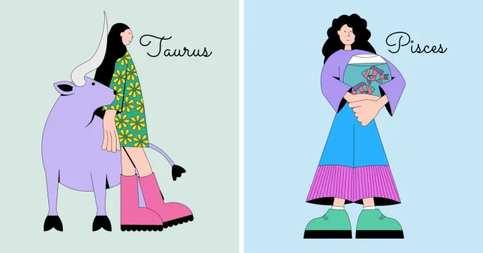 I Illustrated 12 Girly Zodiac Signs