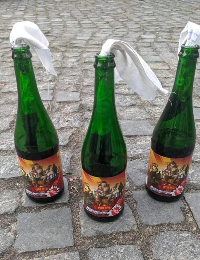 A Brewery In Ukraine, Has Suspended Its Beer Brewing Operations And Is Now Making Molotov Cocktails For Residents To Use Against Invading Russian Forces. The Labels On The Bottles Say "Putin Is A D@#khead"