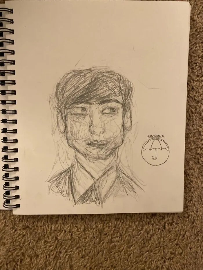 My Drawing Of Five Hargreeves I Wish I Could Do Faces In Any Other Style Besides Scribble Art