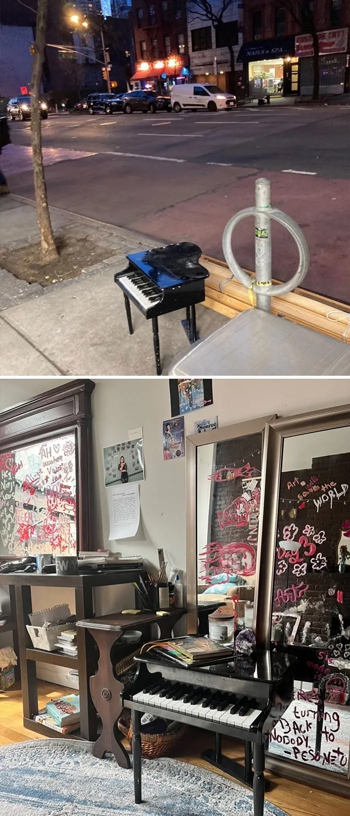 ¿Sabían que tenemos muchos pianos? Bueno… Este es el más pequeño. ¡Está entre la 79 y la 1!
