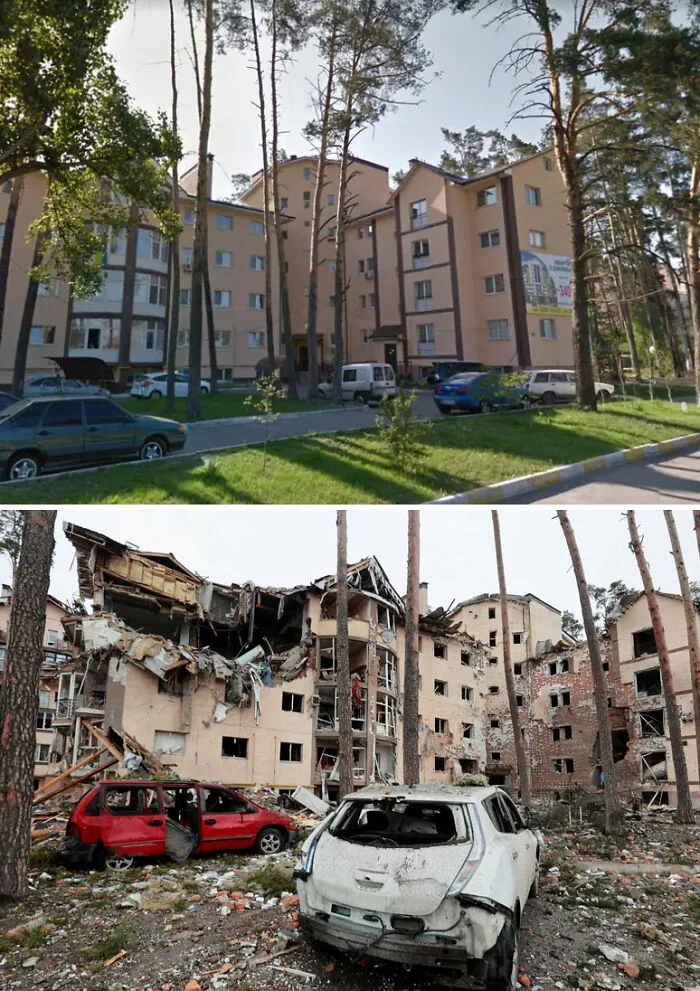 "Antes y después": 20 Imágenes devastadoras de Ucrania mostrando la veloz destrucción de la guerra