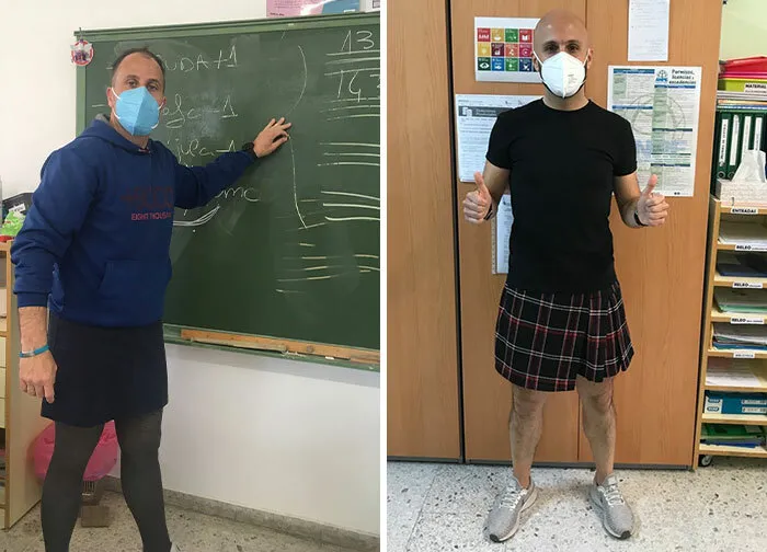Estos profesores españoles se pusieron falda en clase después de que un estudiante fuera expulsado por eso mismo