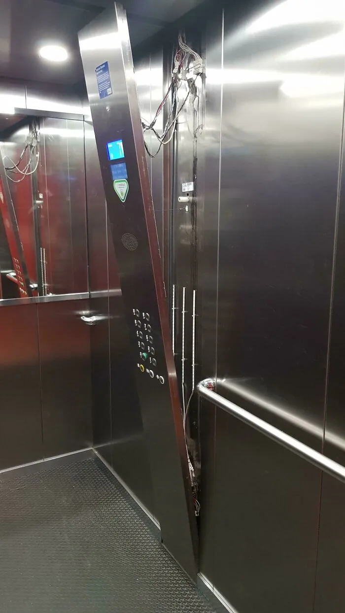 Trying To Take The Elevator At 5am Then I See This. (No Out Of Order Sign)