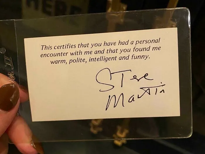 If You Ever Meet Steve Martin By Chance, He Gives You A Card As Proof You Met Him