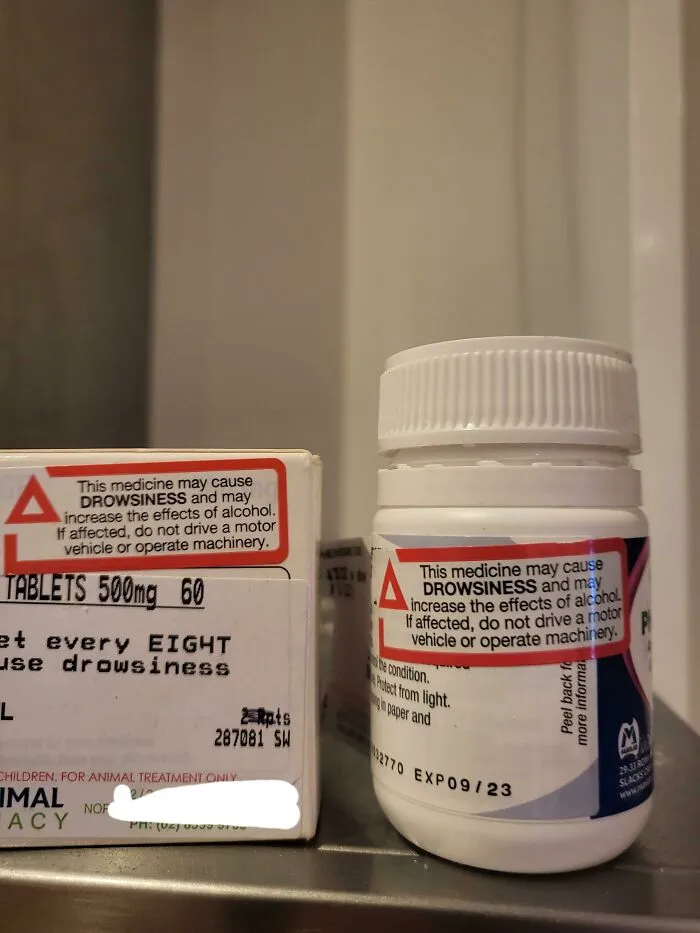 The Vet Put A Warning On My Dogs Medicine For Him Not To Operate Heavy Machinery Or Drive While Affected