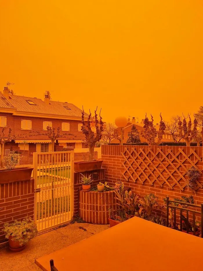 Hoy el cielo de Murcia se ha vuelto naranja por el polvo del Sahara