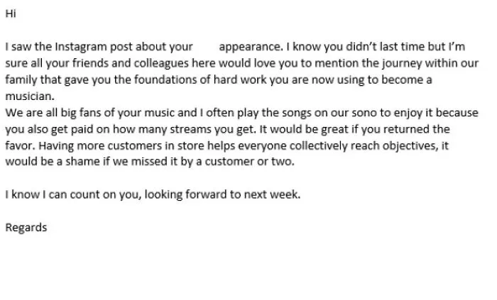 About A Year Ago I Got Let Go Of My Job And Decided To Hussle Making Music, This Is The Second Time My Ex-Boss Tries To Have Me Mention Him In A 'Media Opportunity'