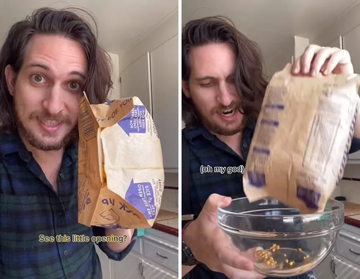You're Supposed To Shake Out The Popcorn Kernels That Haven't Popped  Through This Little Opening