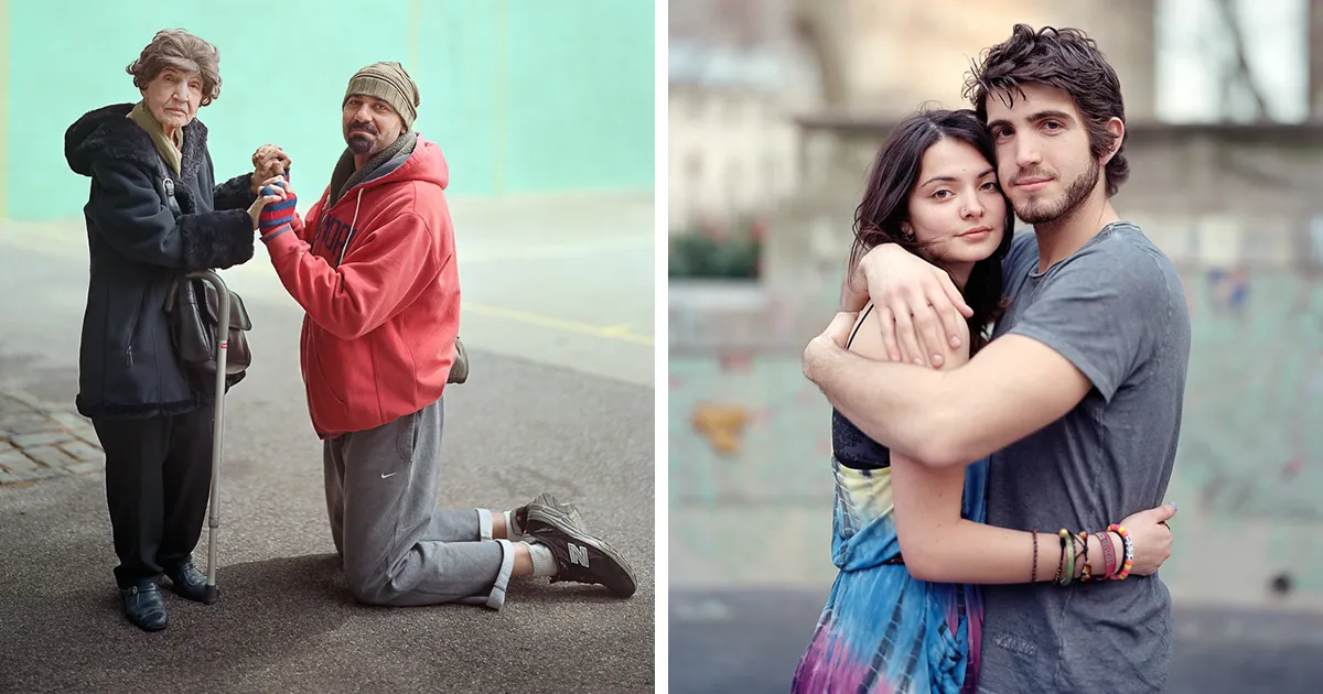 Este fotógrafo pidió a desconocidos que posaran juntos mientras mantienen el contacto (30 fotos)