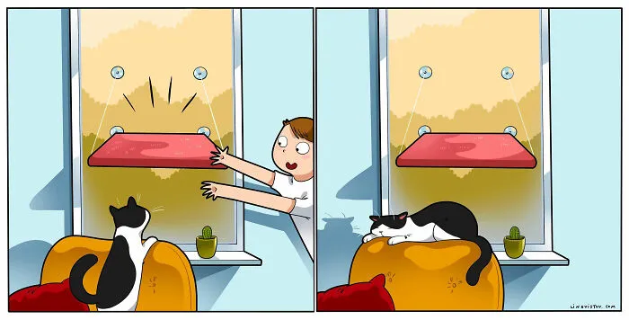 Esta artista ilustra cómo es vivir con un gato (25 nuevos cómics)