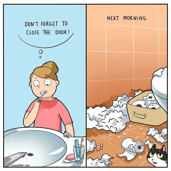 Artist Illustrates Funny Realities Of Living With A Cat (35 New Comics)