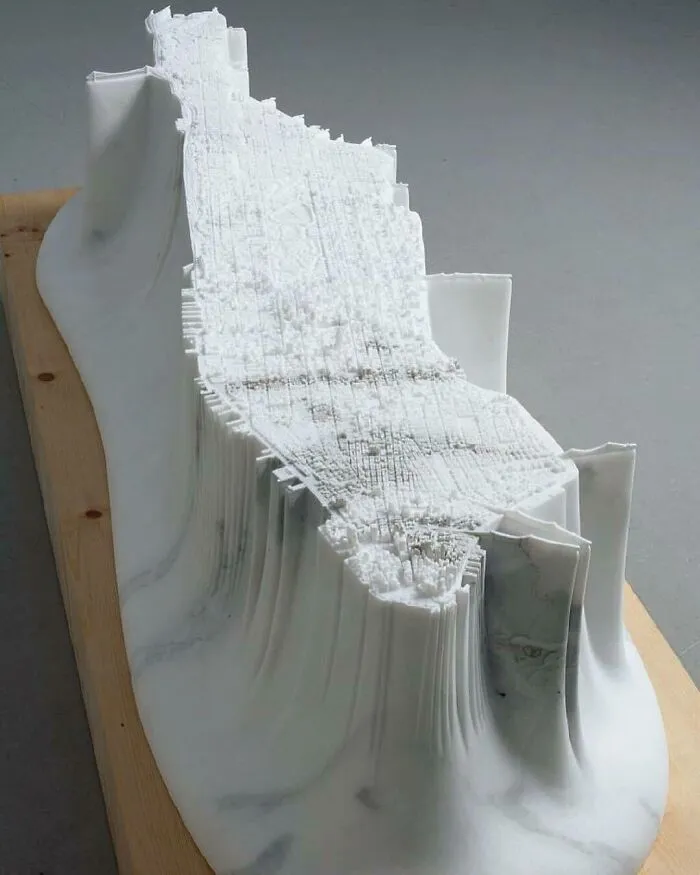 Detailed Replica Of Manhattan Carved Out In A 2.5 Tonne Block Of Marble