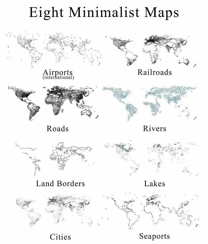 Eight Minimalist Maps