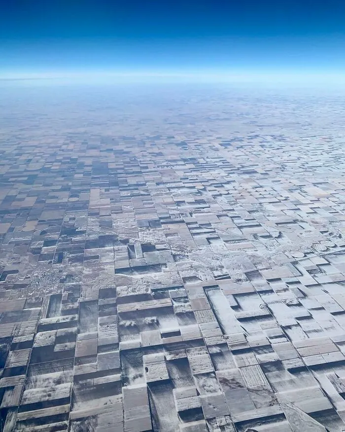 Wind Blown Patches Of Snow Cause A 3D Effect In Eastern Colorado