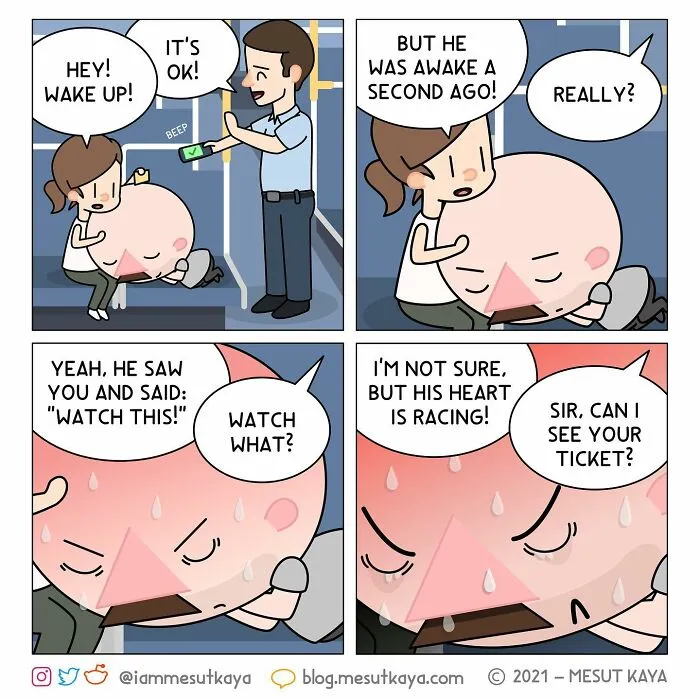 Artist Draws Funny, Awkward, And Embarrassing Life Situations Featuring An Exaggerated Version Of Himself (30 Comics)