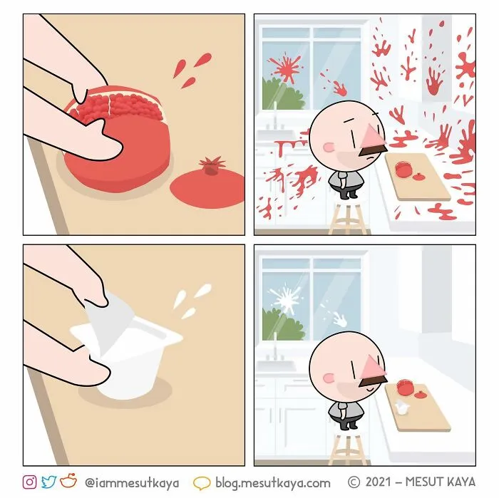 Artist Draws Funny, Awkward, And Embarrassing Life Situations Featuring An Exaggerated Version Of Himself (30 Comics)