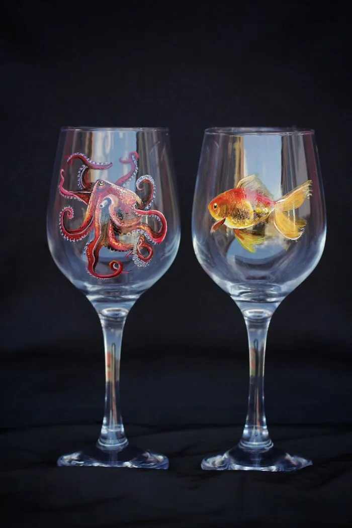 I Paint Realistic Fish On Glasses, And Went Even Further With The Concept (20 Pics)