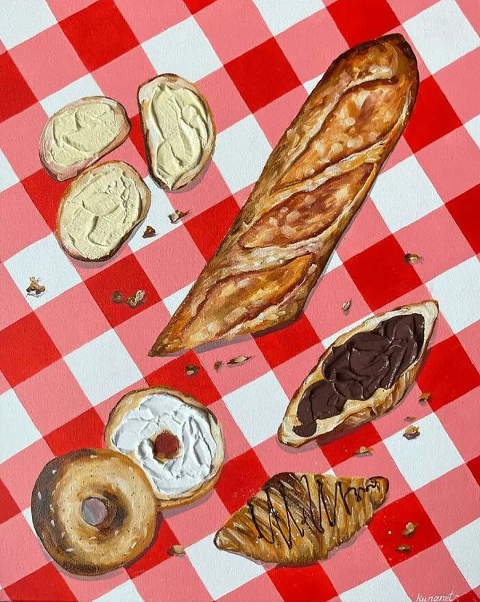 This Ukrainian Artist Paints Vintage Plates With 3D Food Of All Kinds (35 Pics)