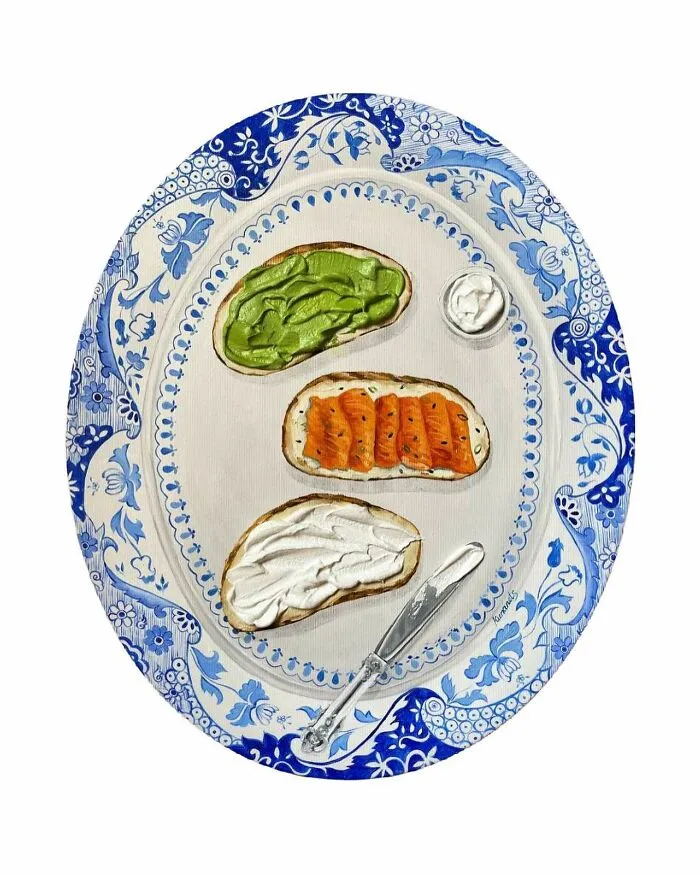 This Ukrainian Artist Paints Vintage Plates With 3D Food Of All Kinds (35 Pics)
