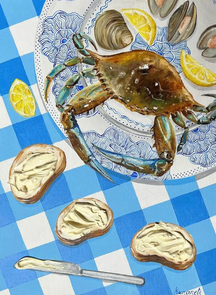 This Ukrainian Artist Paints Vintage Plates With 3D Food Of All Kinds (35 Pics)