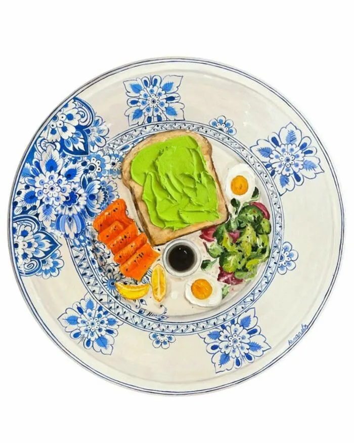 This Ukrainian Artist Paints Vintage Plates With 3D Food Of All Kinds (35 Pics)