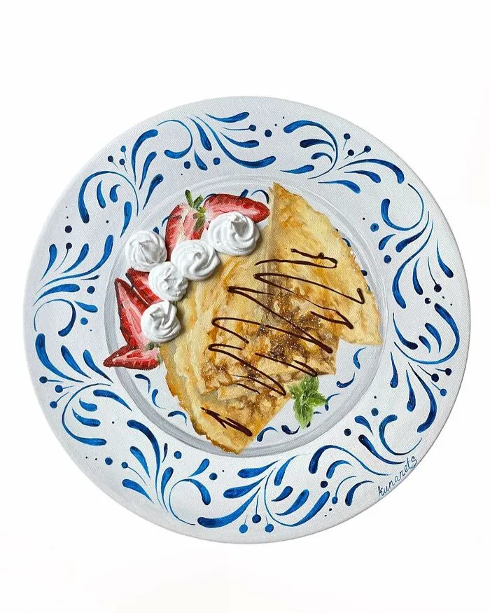 This Ukrainian Artist Paints Vintage Plates With 3D Food Of All Kinds (35 Pics)