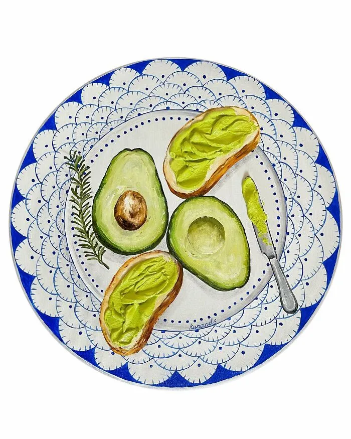 This Ukrainian Artist Paints Vintage Plates With 3D Food Of All Kinds (35 Pics)