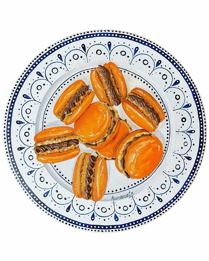 This Ukrainian Artist Paints Vintage Plates With 3D Food Of All Kinds (35 Pics)