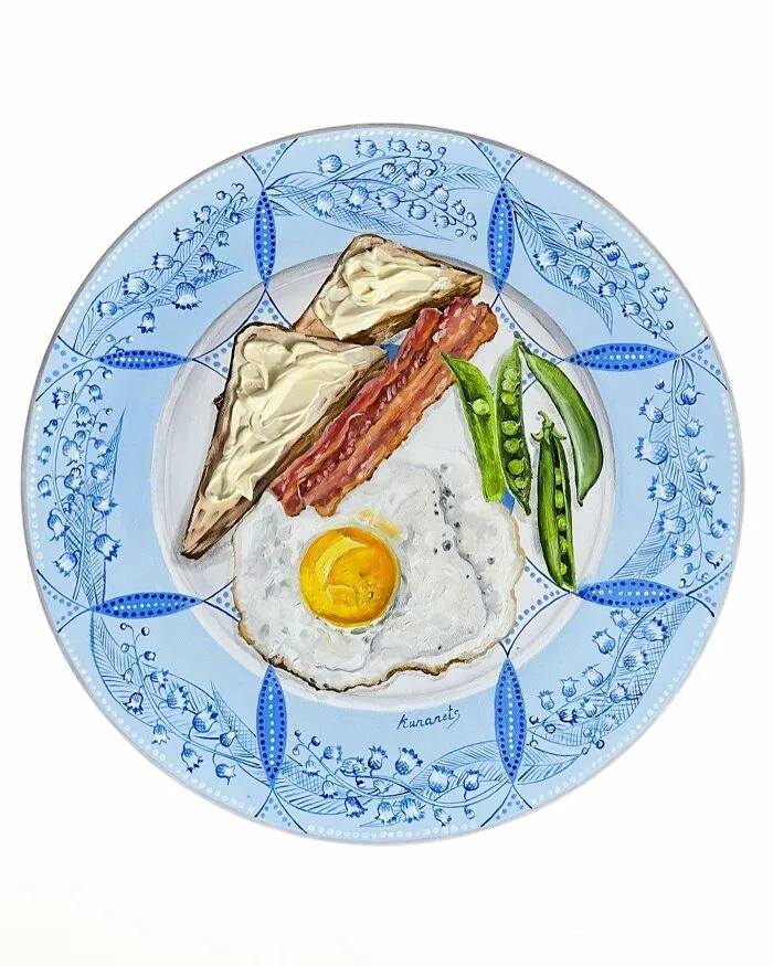 This Ukrainian Artist Paints Vintage Plates With 3D Food Of All Kinds (35 Pics)