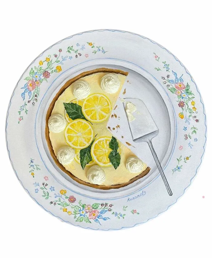 This Ukrainian Artist Paints Vintage Plates With 3D Food Of All Kinds (35 Pics)