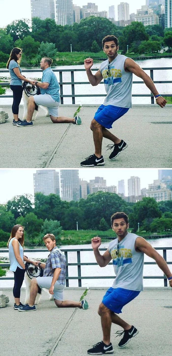 This Jogger Interrupting An Engagement