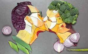 10 Vegetable Portraits Of People Kissing That I Made