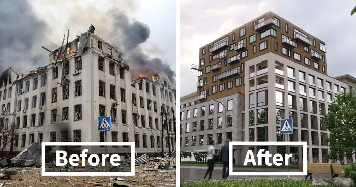 Art Contest Asked People To Create Designs For Buildings That Were Destroyed By War In Ukraine, And Here Are The 30 Best Entries