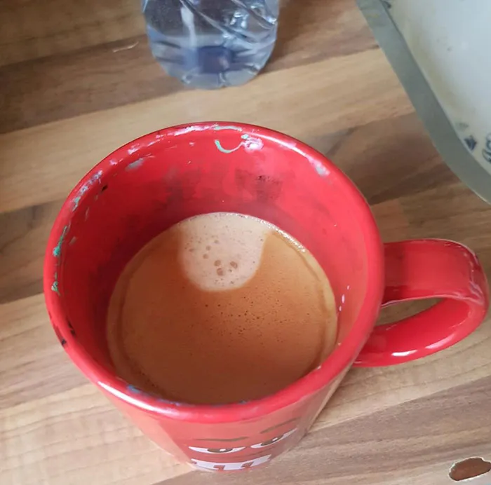 Final Nespresso Cup Of My Fav Flavor. Didn't Realize I'd Grabbed My Paint Water Mug