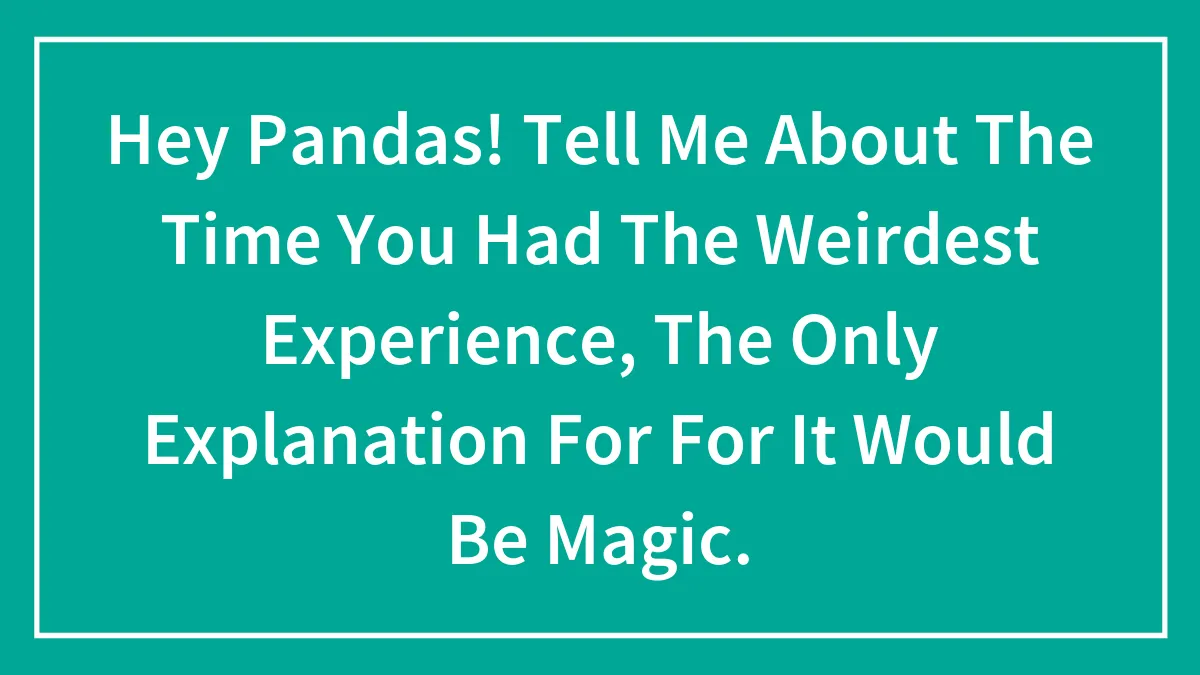Hey Pandas! Tell Me About The Time You Had The Weirdest Experience, The Only Explanation For For It Would Be Magic.