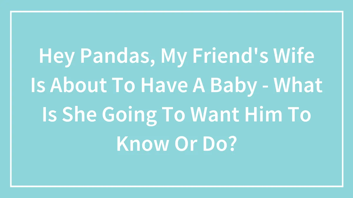 Hey Pandas, My Friend's Wife Is About To Have A Baby - What Is She Going To Want Him To Know Or Do?