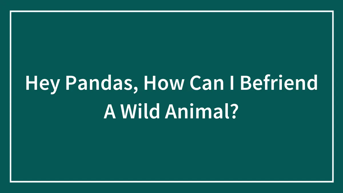 Hey Pandas, How Can I Befriend A Wild Animal?