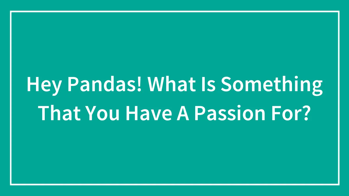 Hey Pandas! What Is Something That You Have A Passion For?