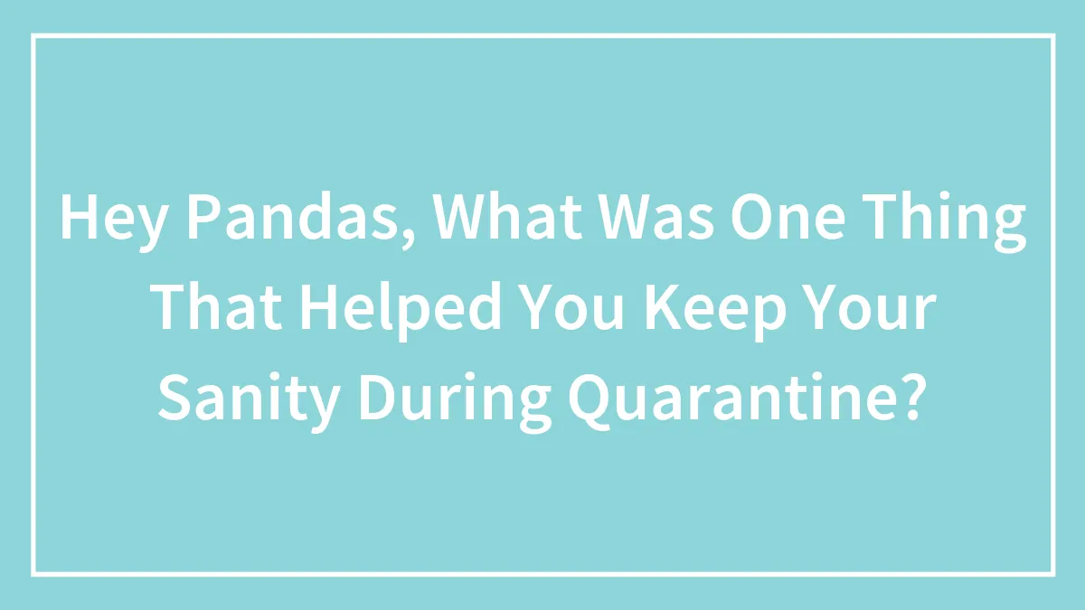 Hey Pandas, What Was One Thing That Helped You Keep Your Sanity During Quarantine? (Closed)