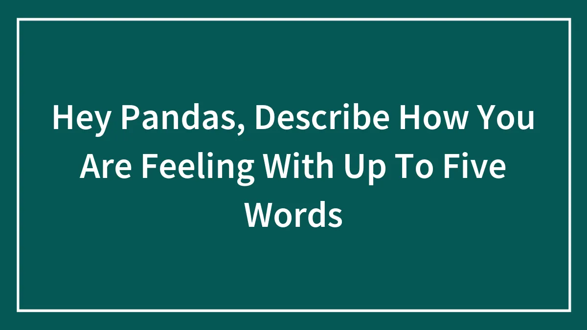 Hey Pandas, Describe How You Are Feeling With Up To Five Words (Closed)