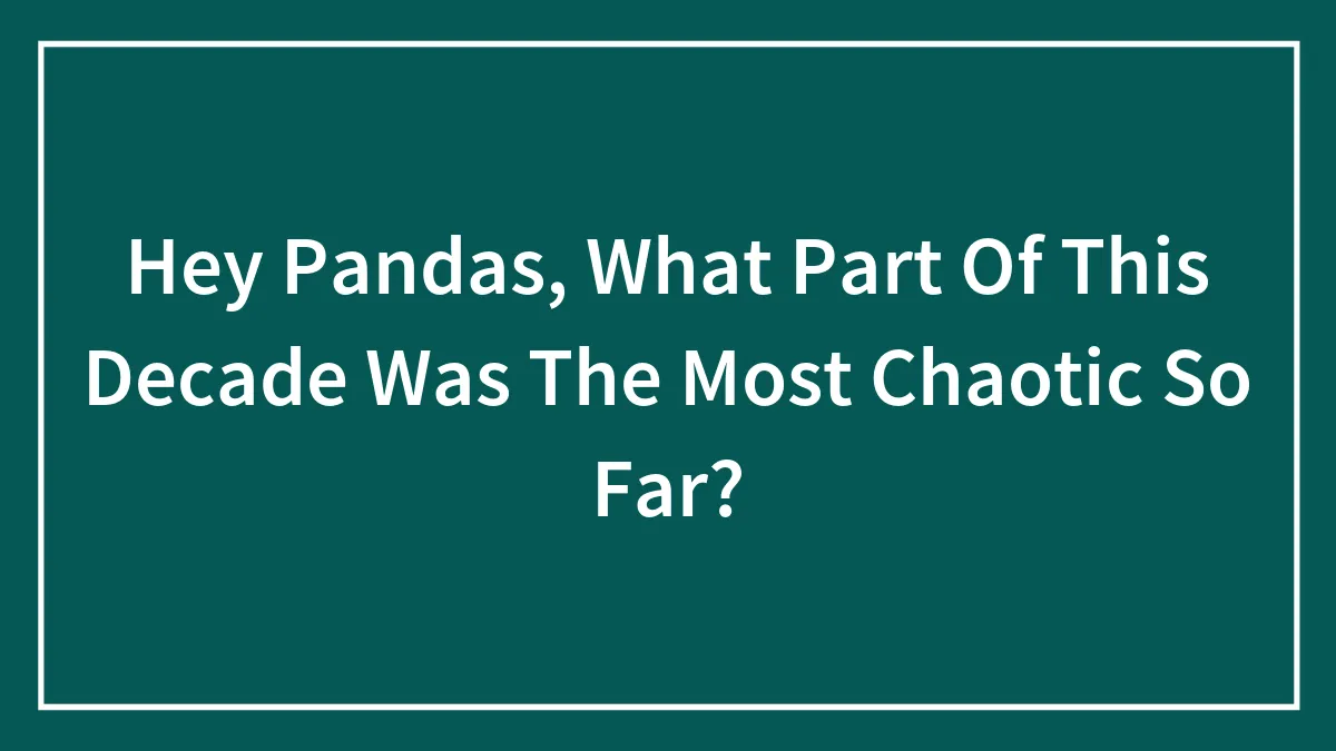 Hey Pandas, What Part Of This Decade Was The Most Chaotic So Far? (Closed)