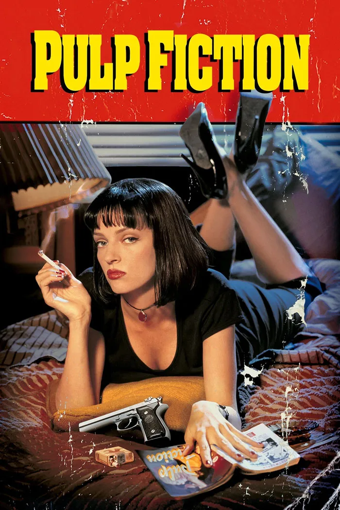 Poster of a dark comedy movie featuring a woman with a cigarette, gun, and retro style for dark comedy movies SEO.