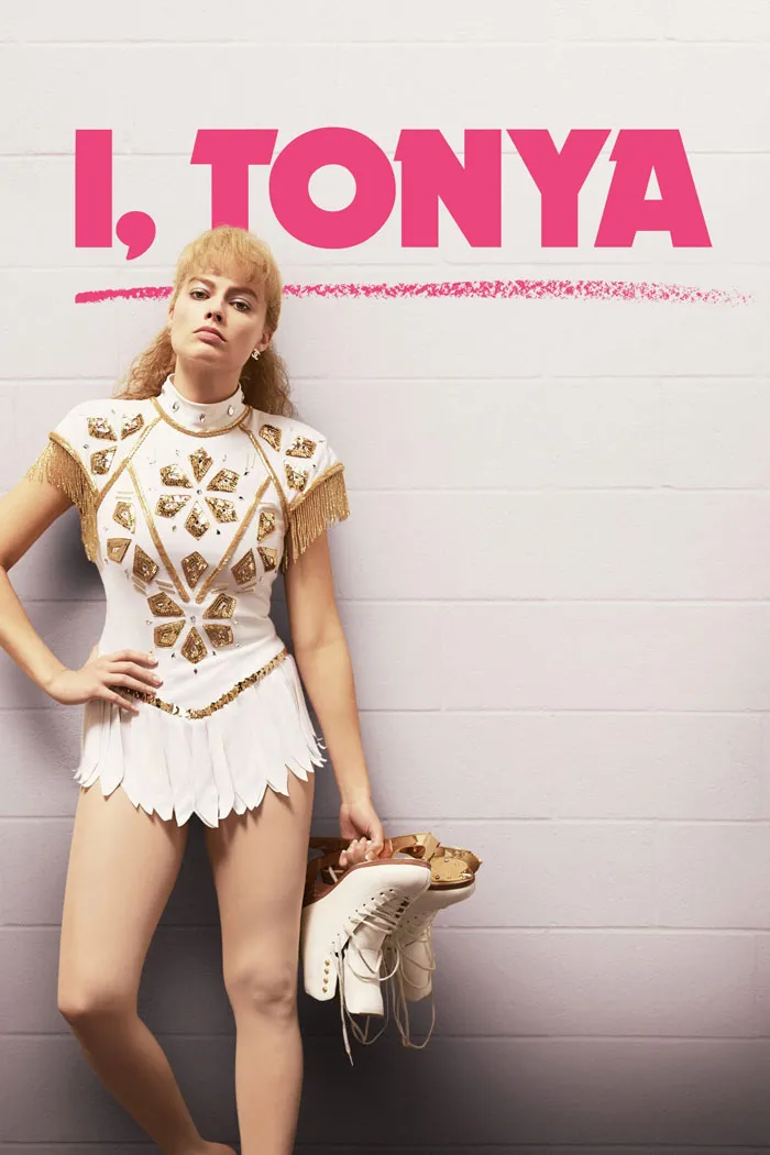 Actress in a figure skating costume holding skates, representing a dark comedy movie from the best dark comedy movies list.