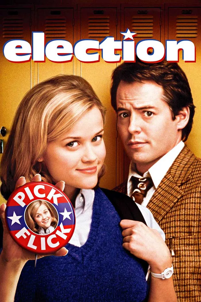 Poster of a dark comedy movie featuring two characters in front of school lockers highlighting dark comedy movies.
