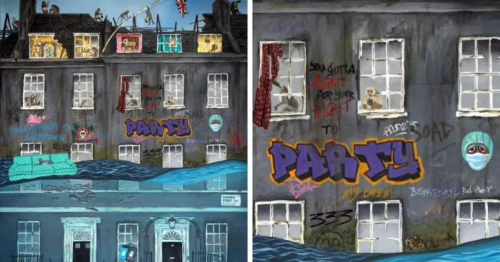 I Illustrated Boris And Partygate At Downing Street (5 Pics)